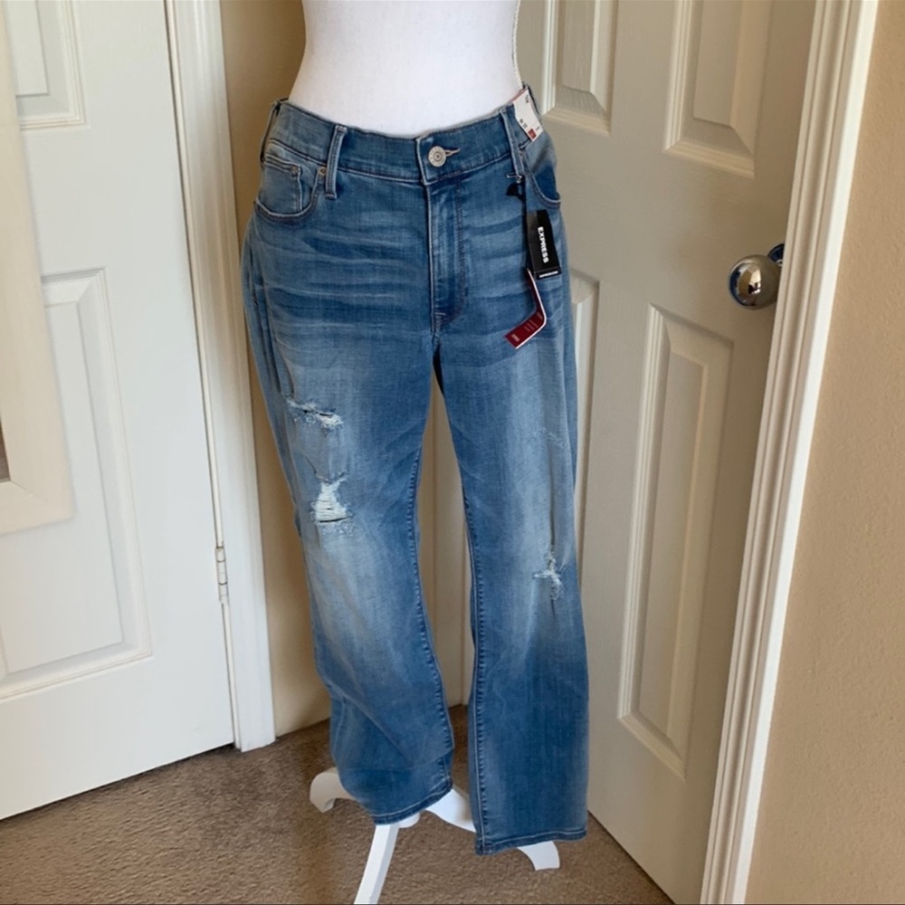 🆕👖EXPRESS Skinny Mid-Rise Jeans Stretch Distressed 14 Short 14S New w/ Tags